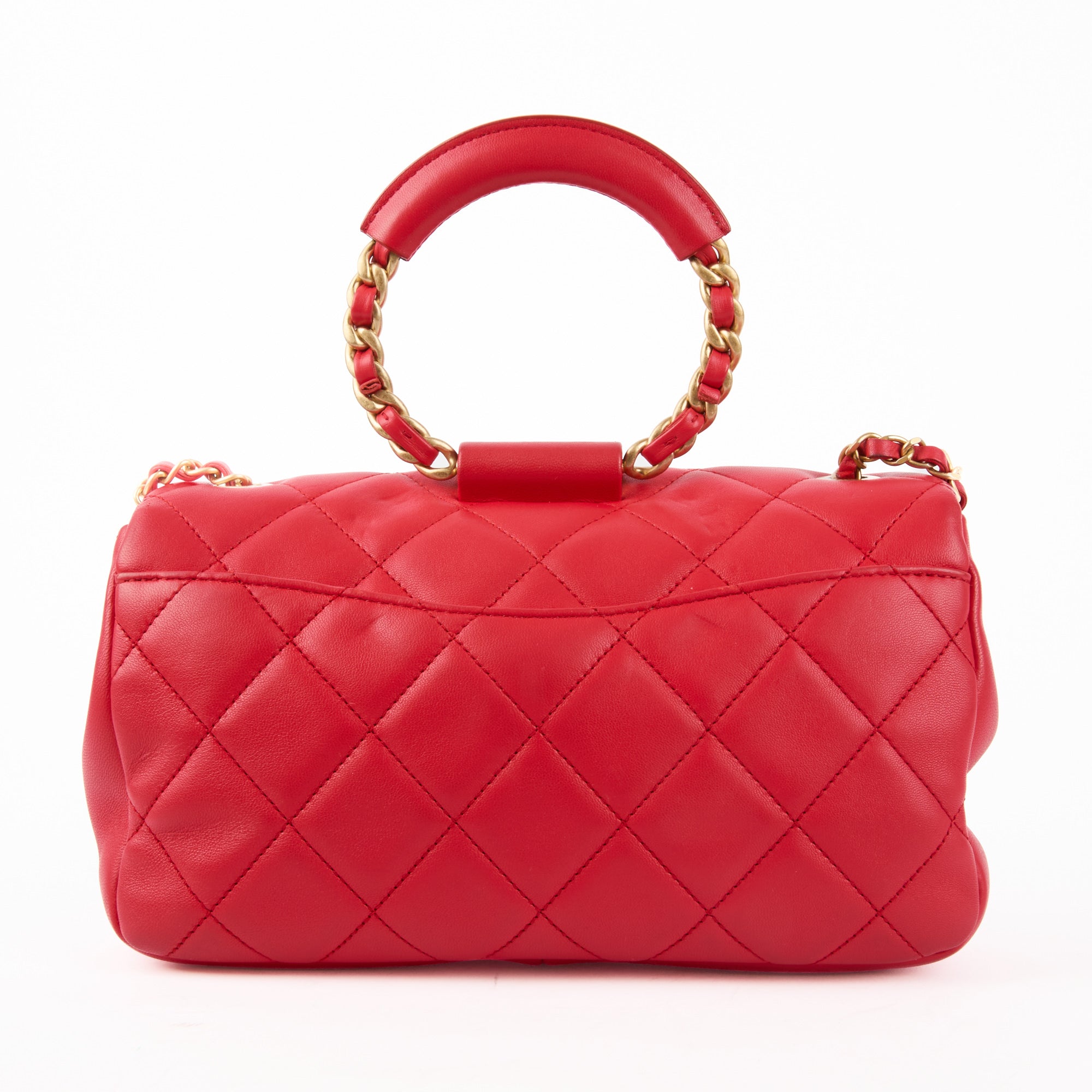 CHANEL - Sac bandoulière Top Handle In The Loop cuir rouge - Handbag