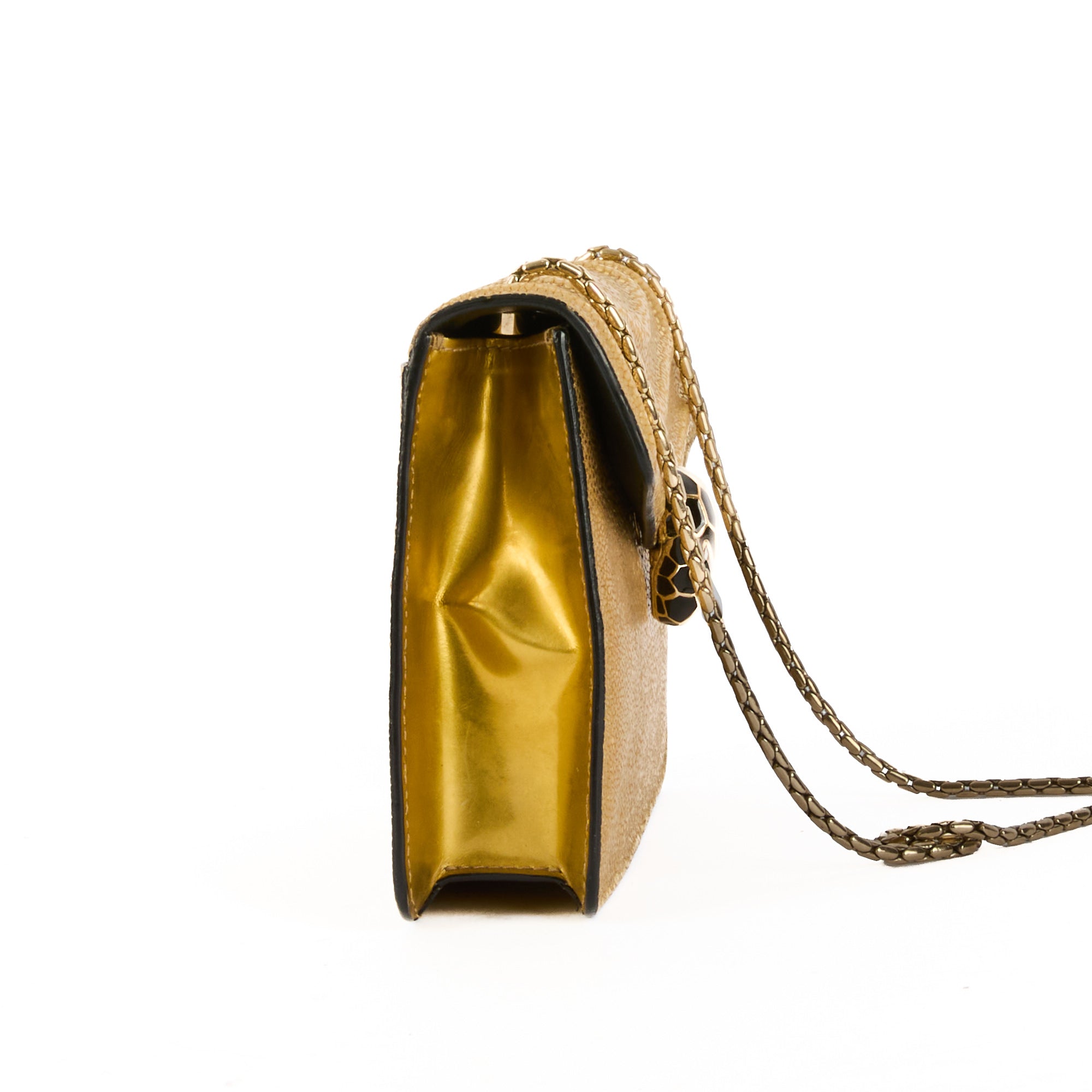 BVLGARI - Sac bandoulière Serpenti Forever cuir galuchat doré - Handbag