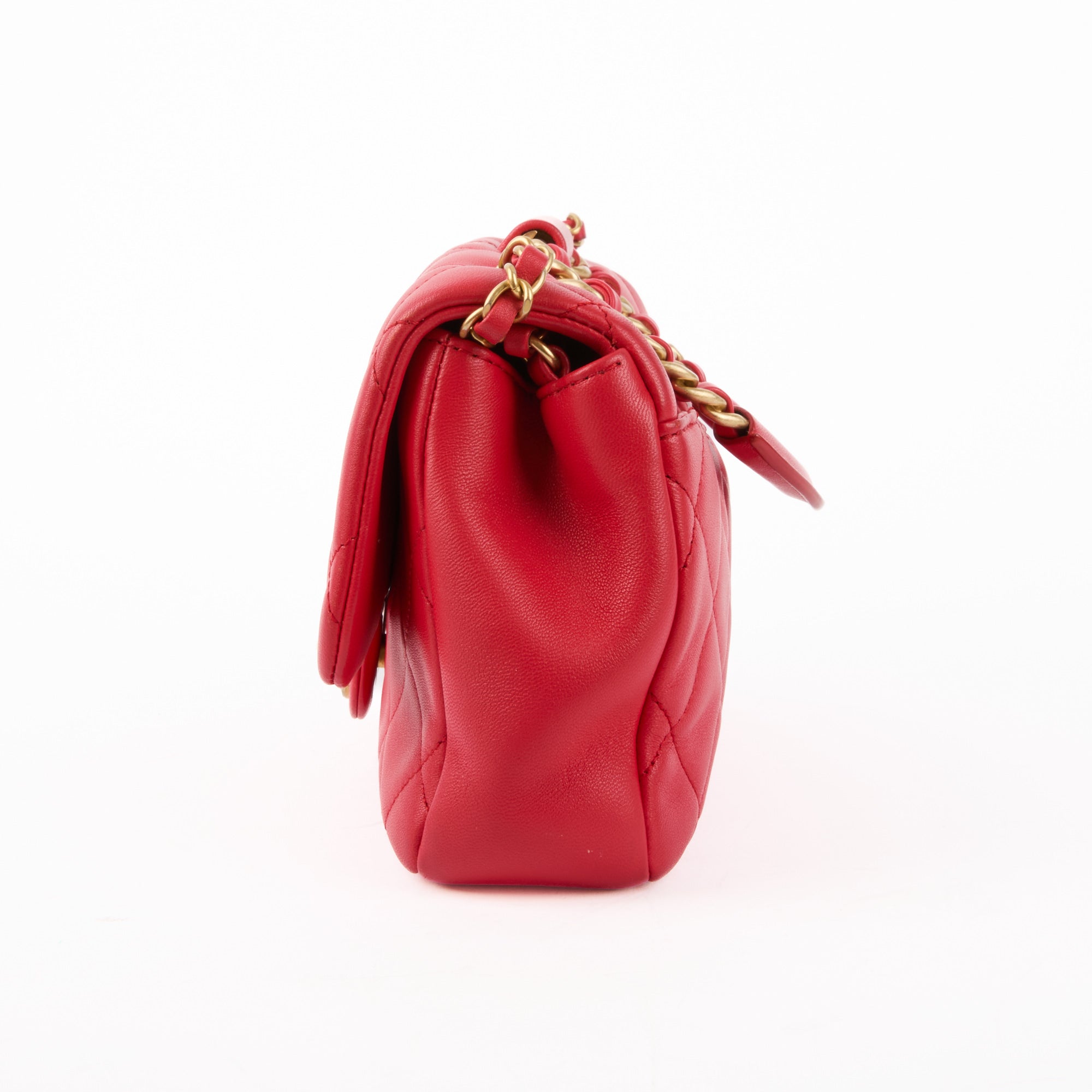 CHANEL - Sac bandoulière Top Handle In The Loop cuir rouge - Handbag