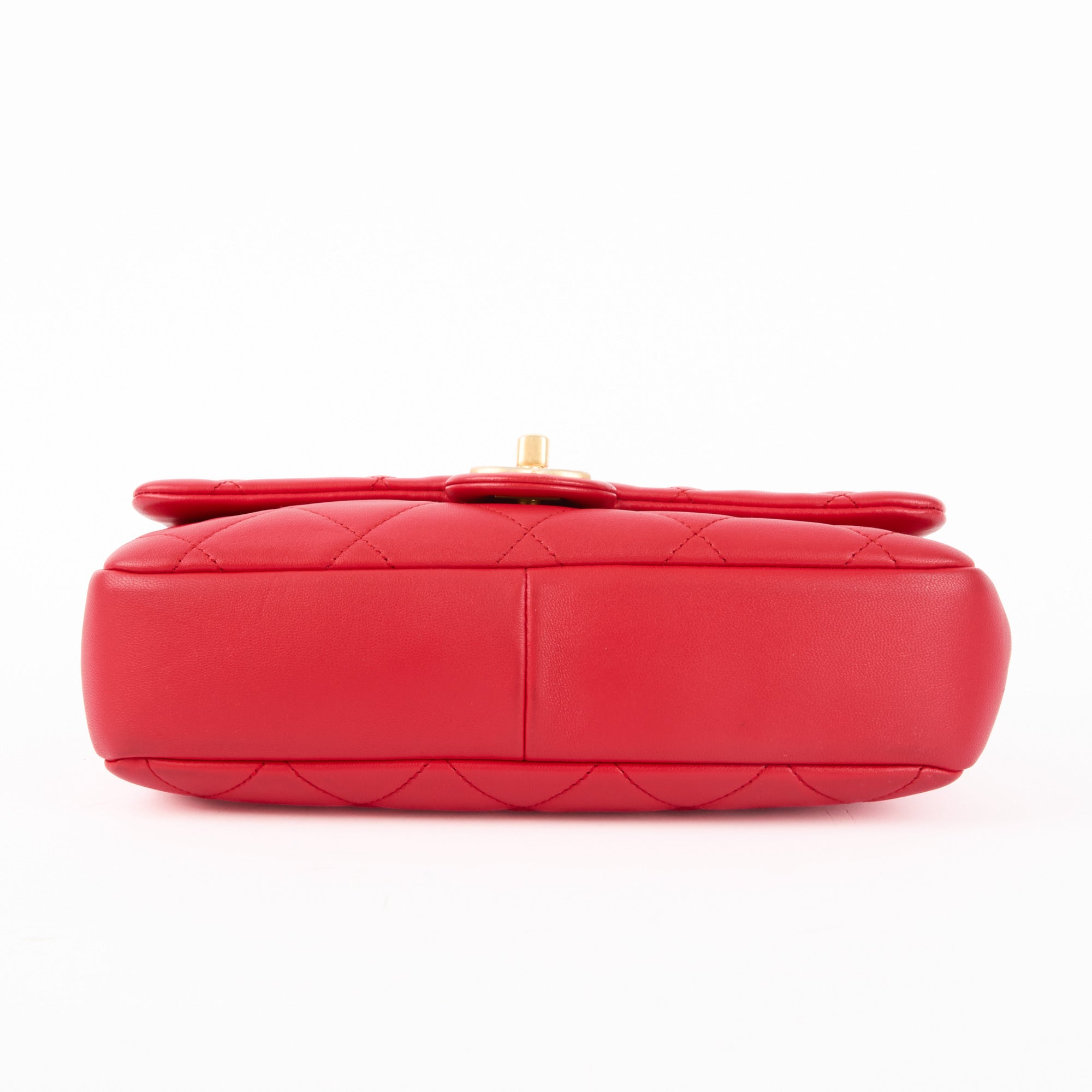 CHANEL - Sac bandoulière Top Handle In The Loop cuir rouge - Handbag