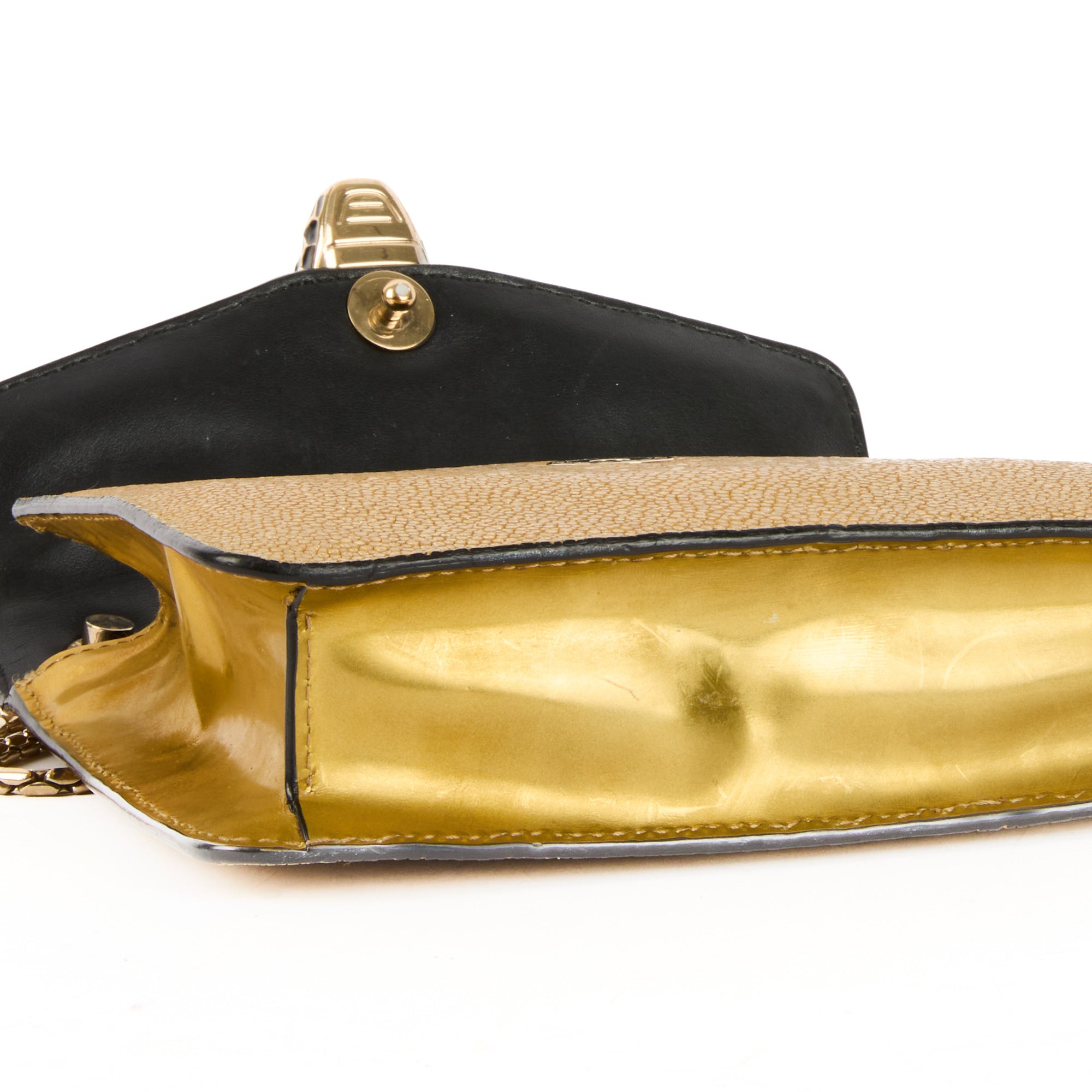 BVLGARI - Sac bandoulière Serpenti Forever cuir galuchat doré - Handbag