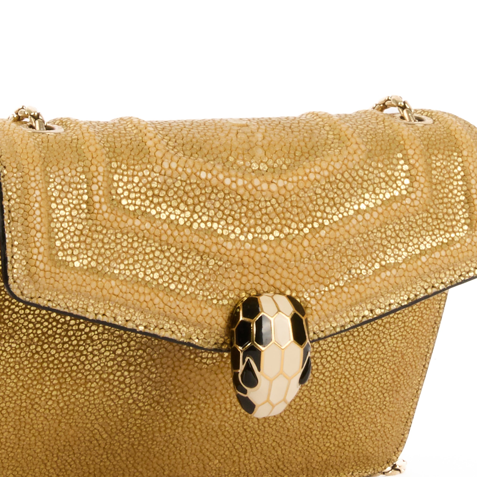 BVLGARI - Sac bandoulière Serpenti Forever cuir galuchat doré - Handbag