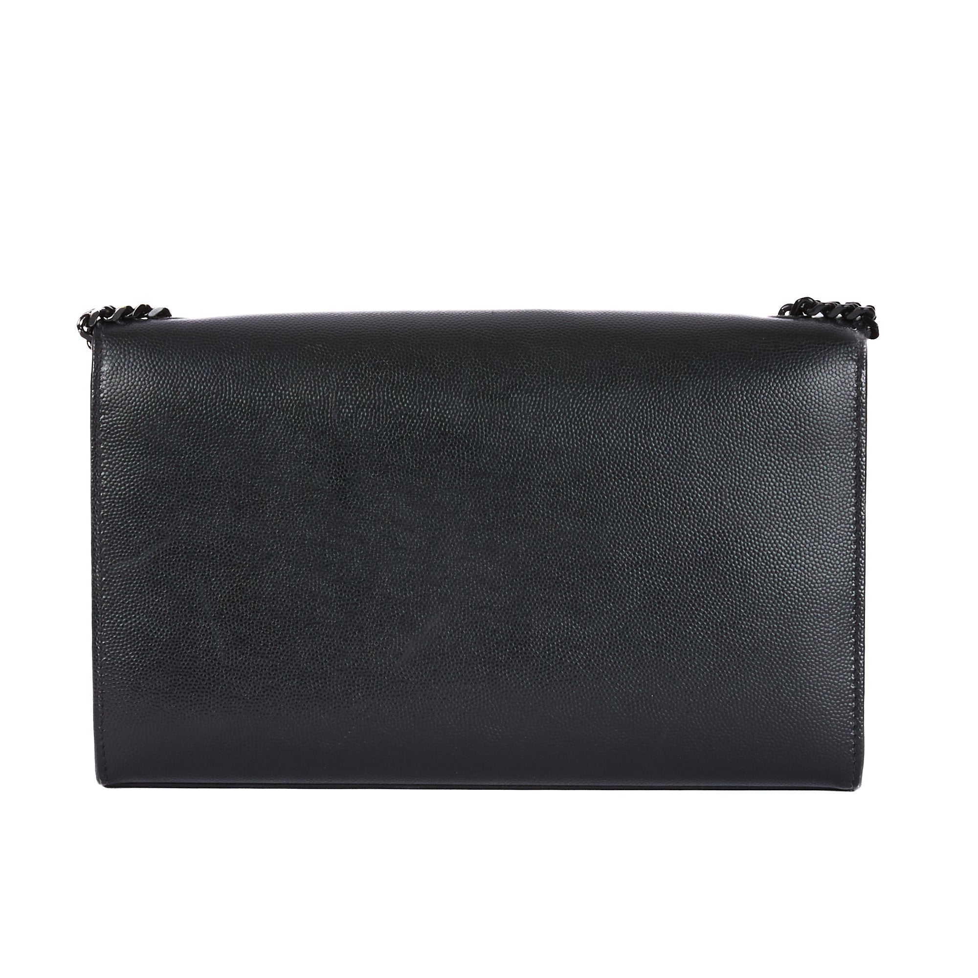 SAINT LAURENT - Kate All Black Grained Leather Shoulder Bag - Handbag