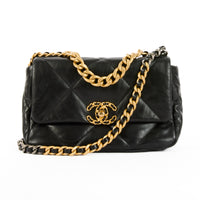 CHANEL - Sac bandoulière 19 Small cuir noir - Handbag