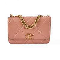 CHANEL - Wallet on chain 19 pink leather shoulder bag - Handbag