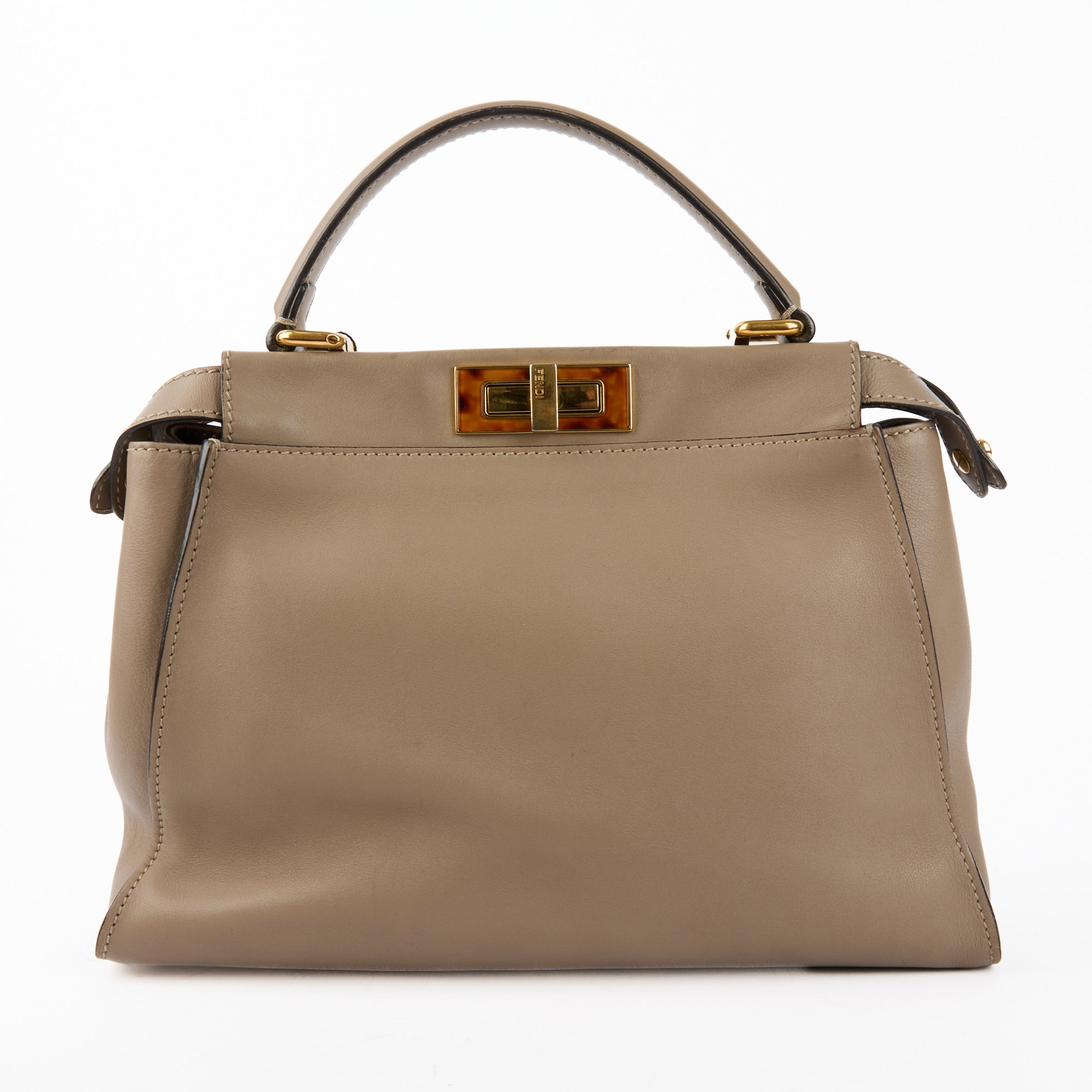 FENDI - Sac bandoulière Peekaboo Medium cuir Taupe - Hand Bag