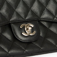 CHANEL - Jumbo Classic Single Flap Bag in Black Caviar Leather - Handbag