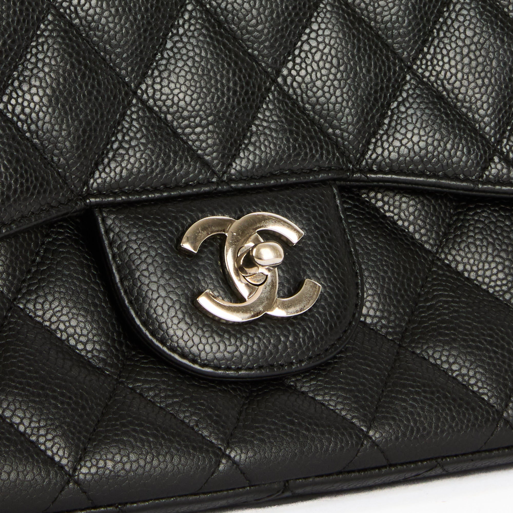 CHANEL - Jumbo Classic Single Flap Bag in Black Caviar Leather - Handbag