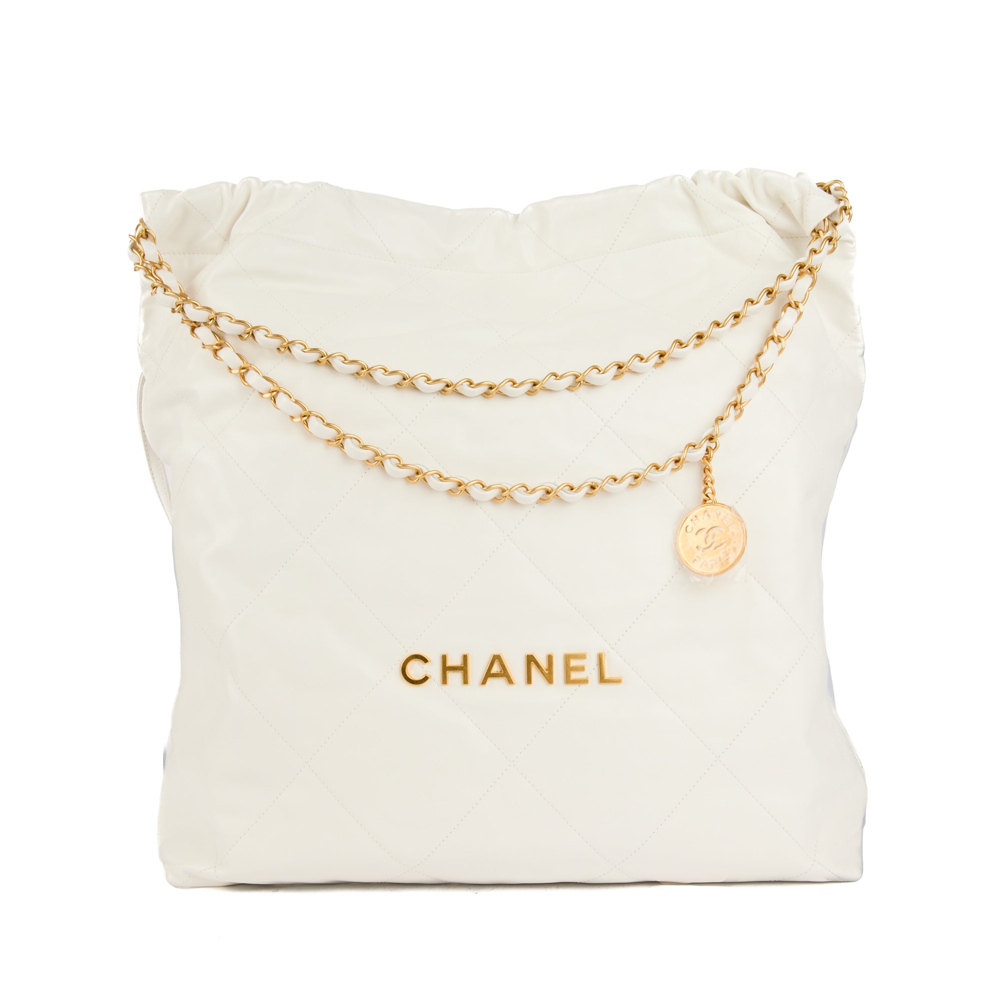 CHANEL - Sac bandoulière Chanel 22 Large cuir blanc  - Handbag