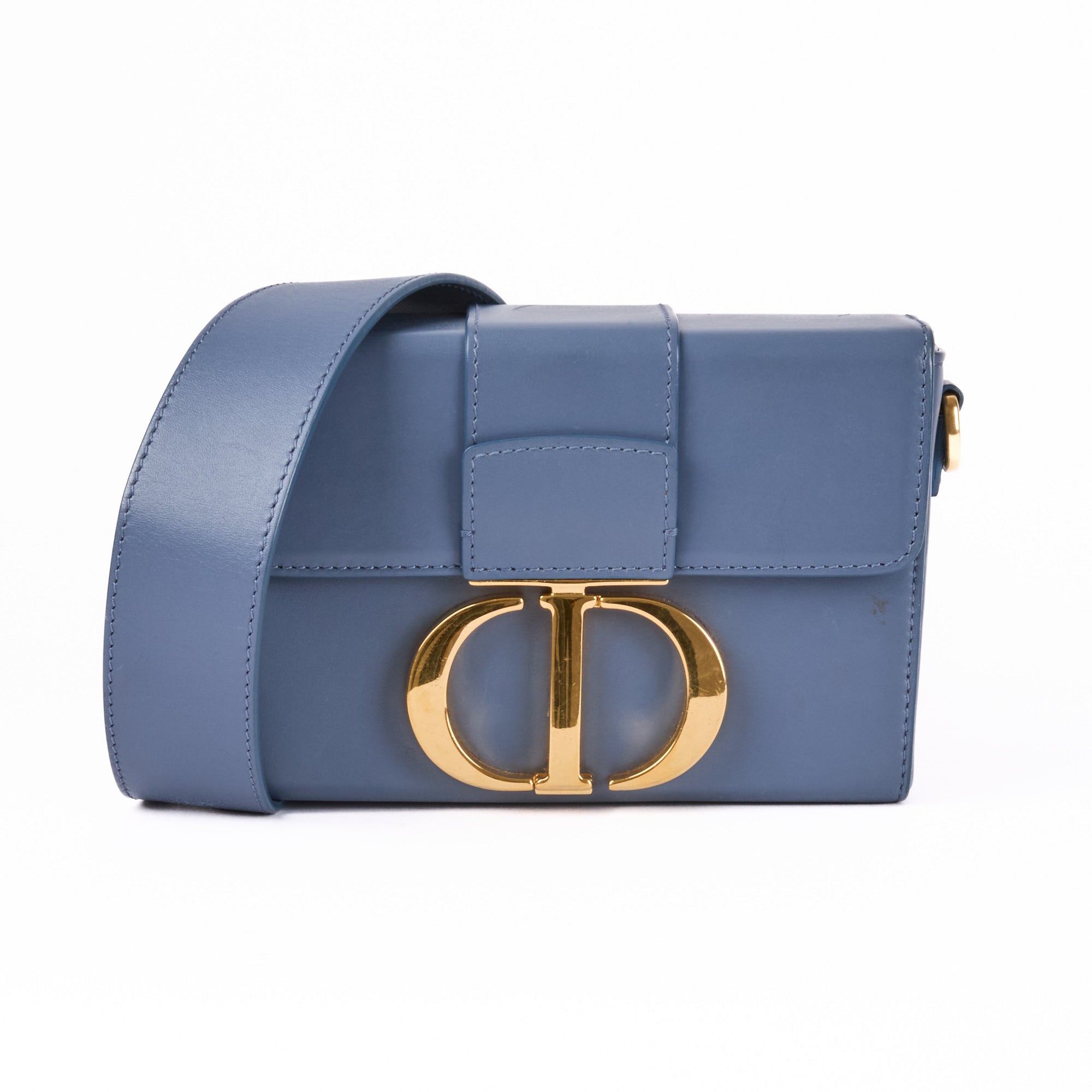 DIOR - Montaigne 30 Box blue leather handbag