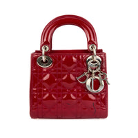 DIOR - Sac à main Mini Lady Dior cuir vernis rouge - Handbag