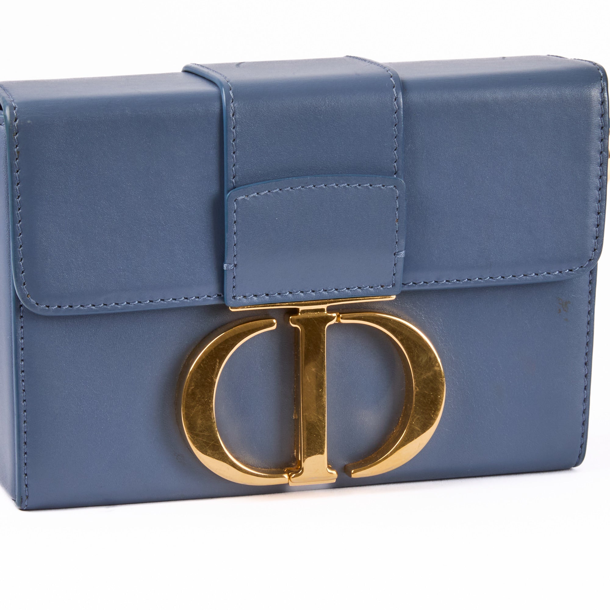 DIOR - Montaigne 30 Box blue leather handbag