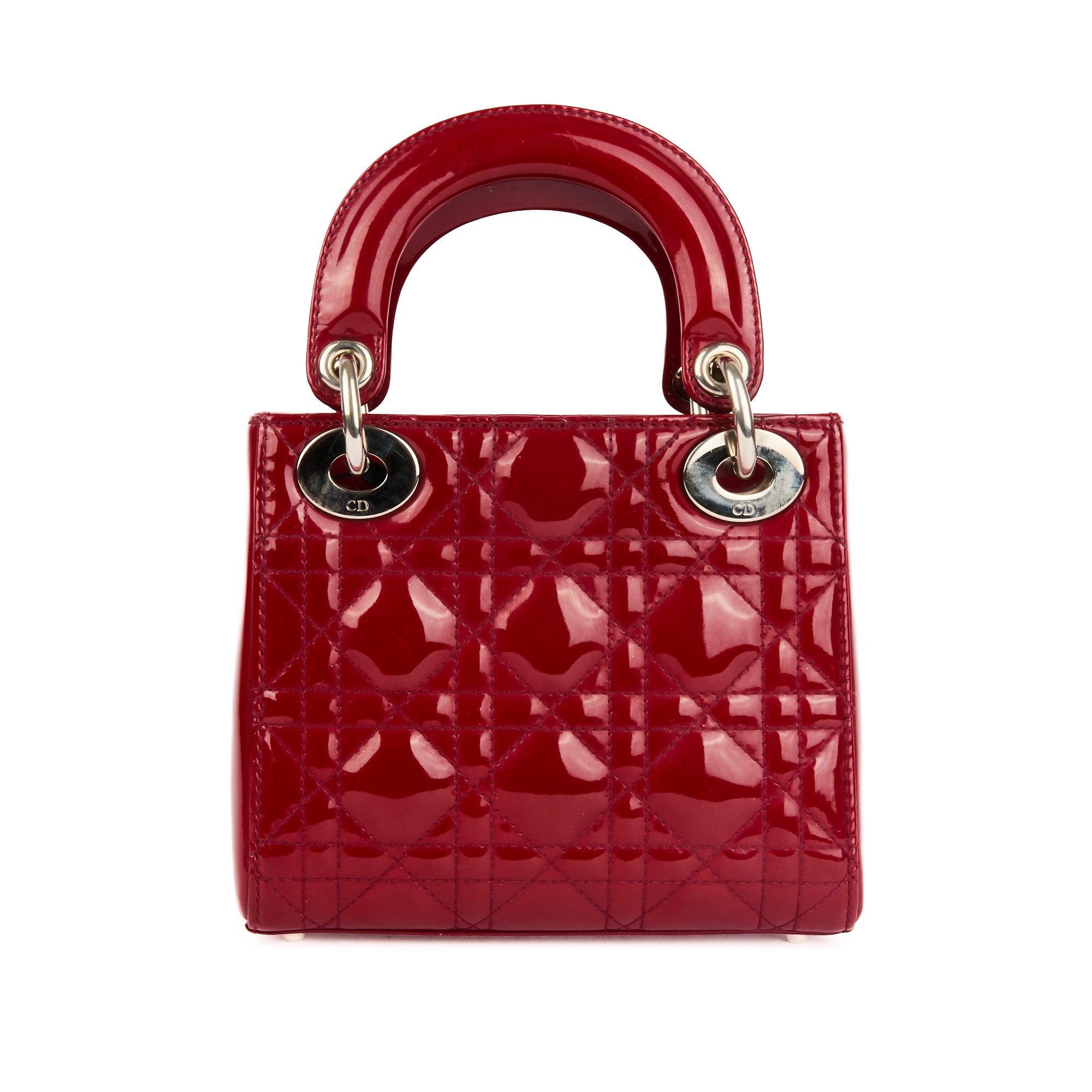 DIOR - Sac à main Mini Lady Dior cuir vernis rouge - Handbag