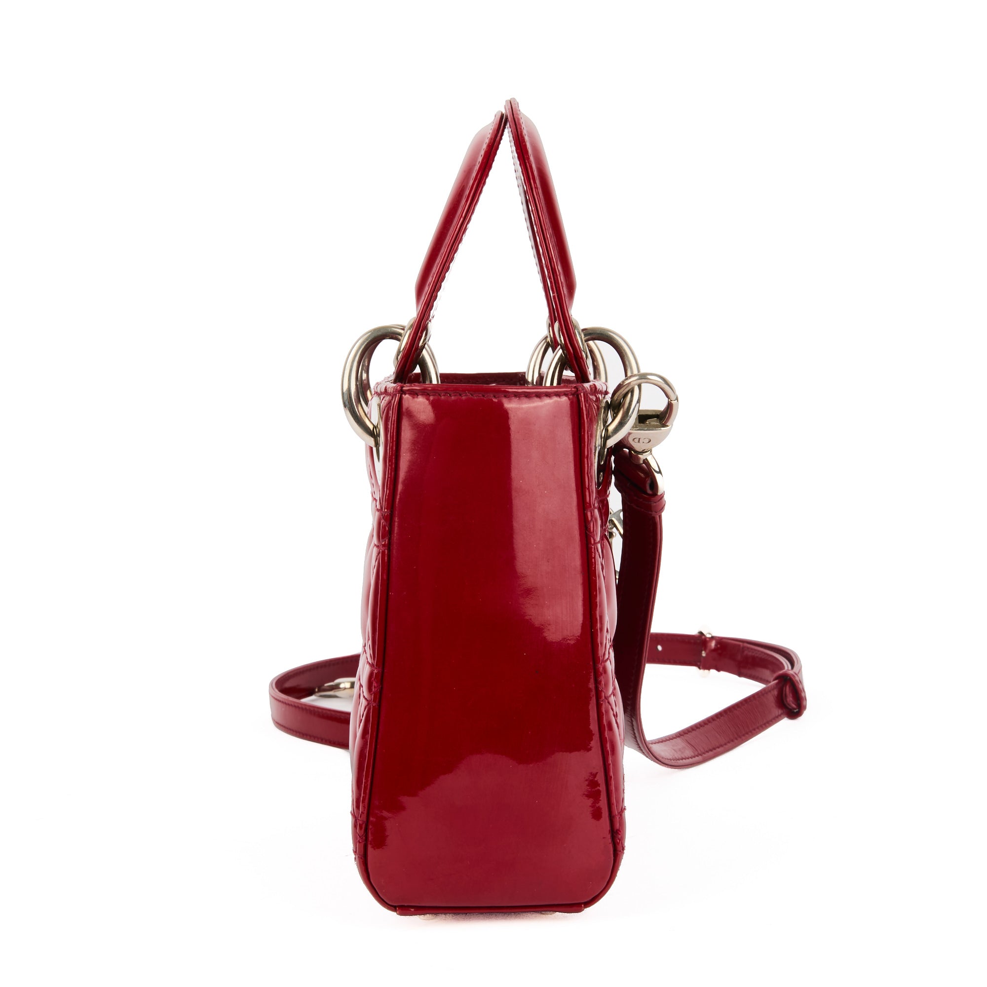 DIOR - Sac à main Mini Lady Dior cuir vernis rouge - Handbag