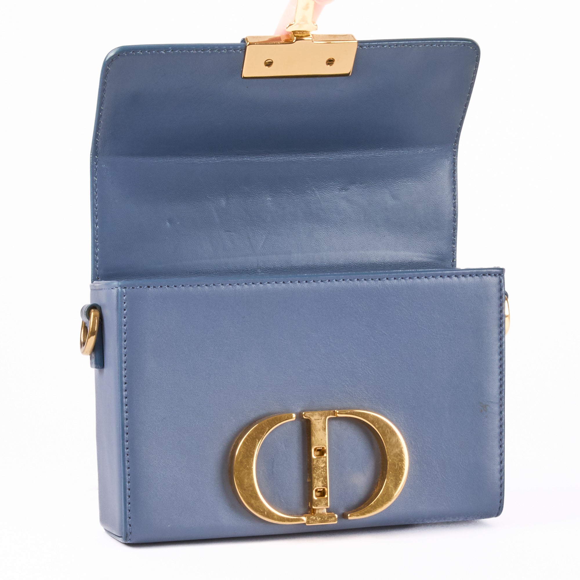 DIOR - Montaigne 30 Box blue leather handbag