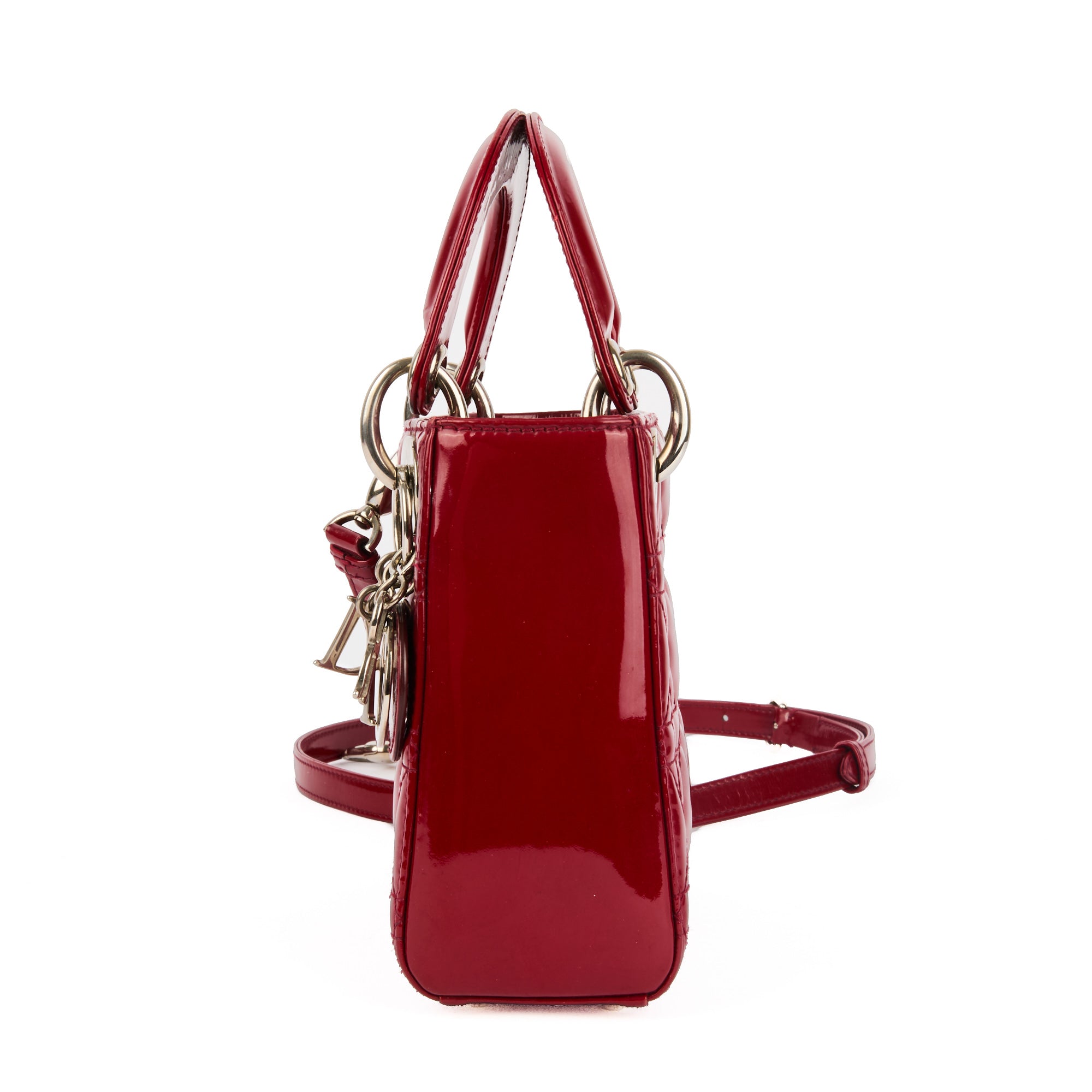 DIOR - Sac à main Mini Lady Dior cuir vernis rouge - Handbag