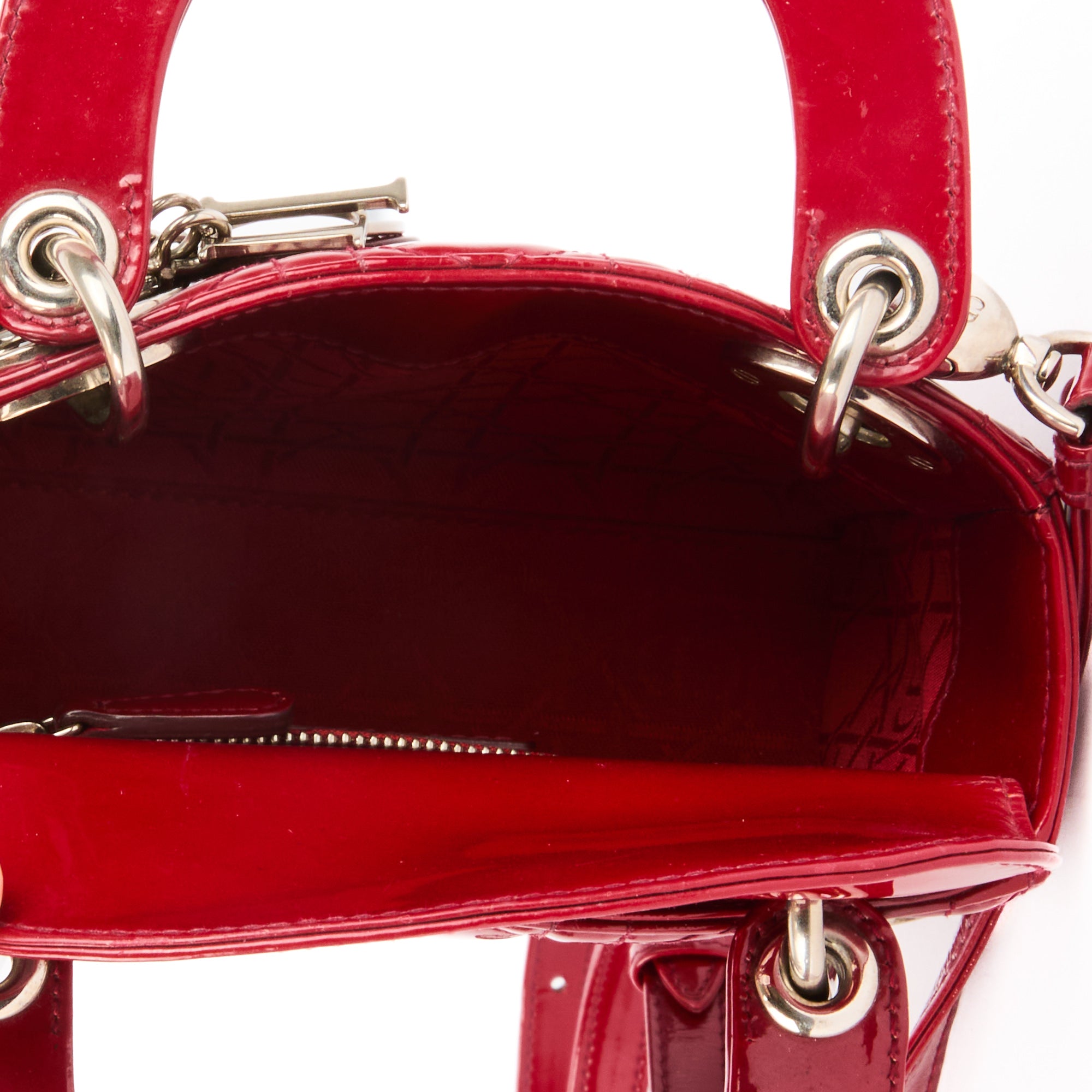 DIOR - Sac à main Mini Lady Dior cuir vernis rouge - Handbag