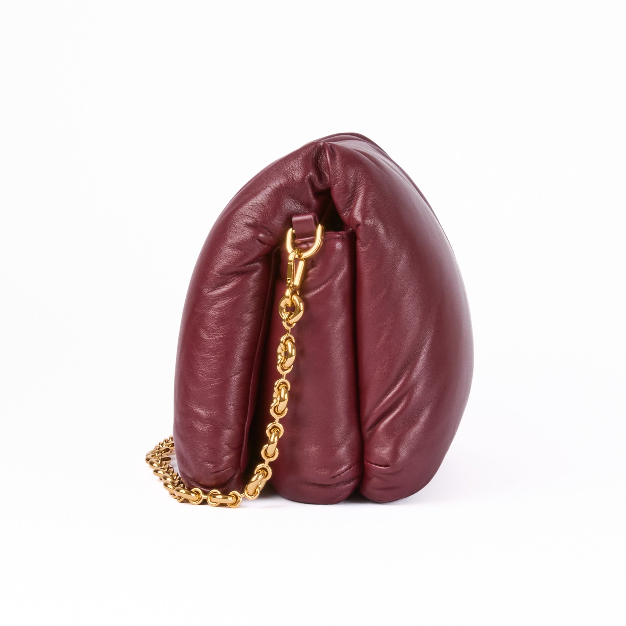 ロエベ LOEWE goya puffer bag LOEWE - Goya Puffer shoulder bag in burgundy leather - Handbag
