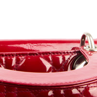 DIOR - Sac à main Mini Lady Dior cuir vernis rouge - Handbag