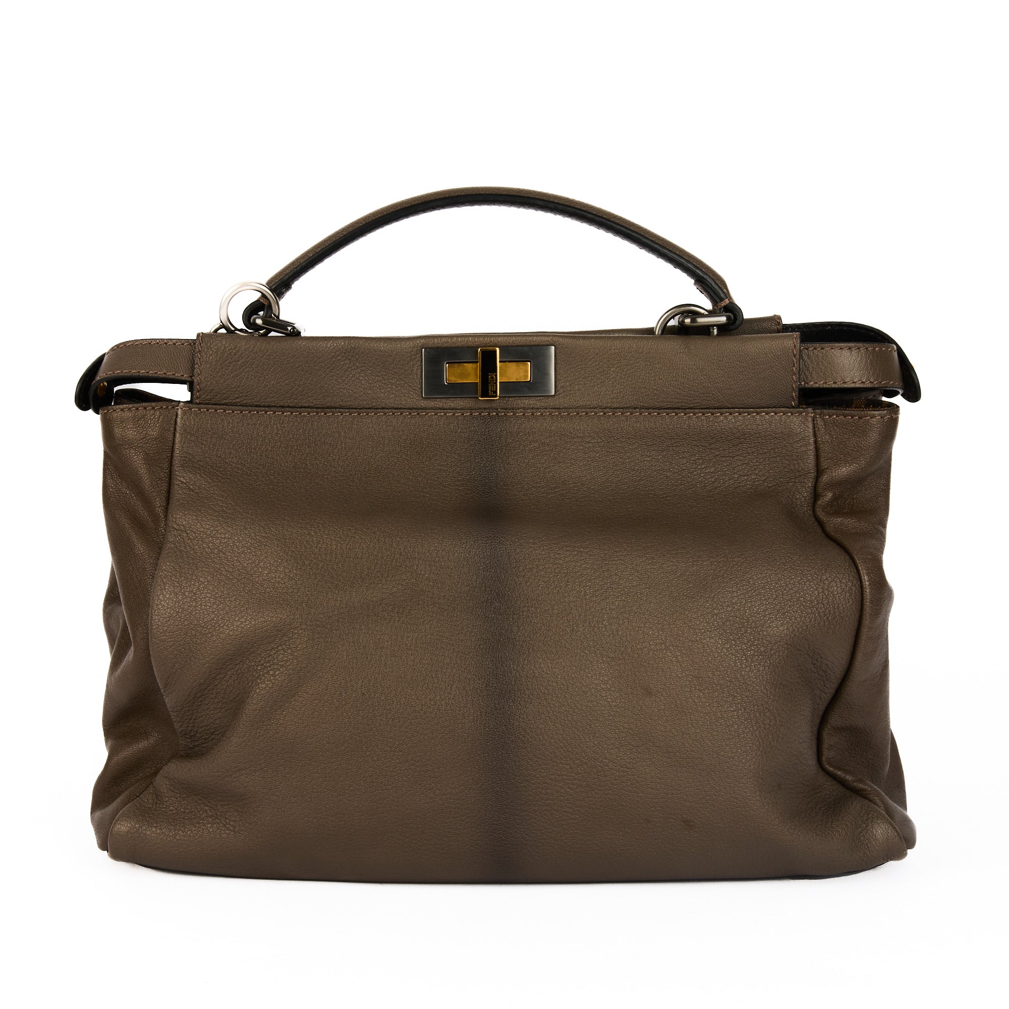 FENDI - Sac à main Peekaboo Large cuir marron - Hand bag