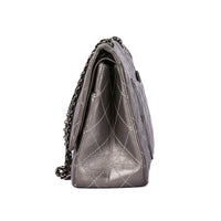 CHANEL - Maxi Jumbo 2.55 silver leather shoulder bag - Handbag