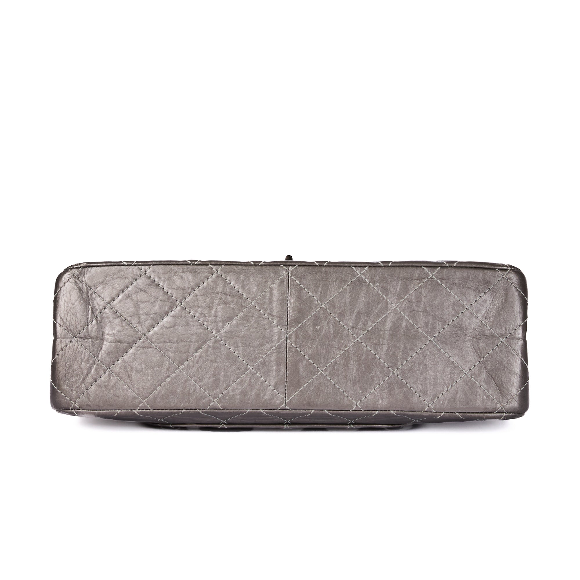 CHANEL - Maxi Jumbo 2.55 silver leather shoulder bag - Handbag
