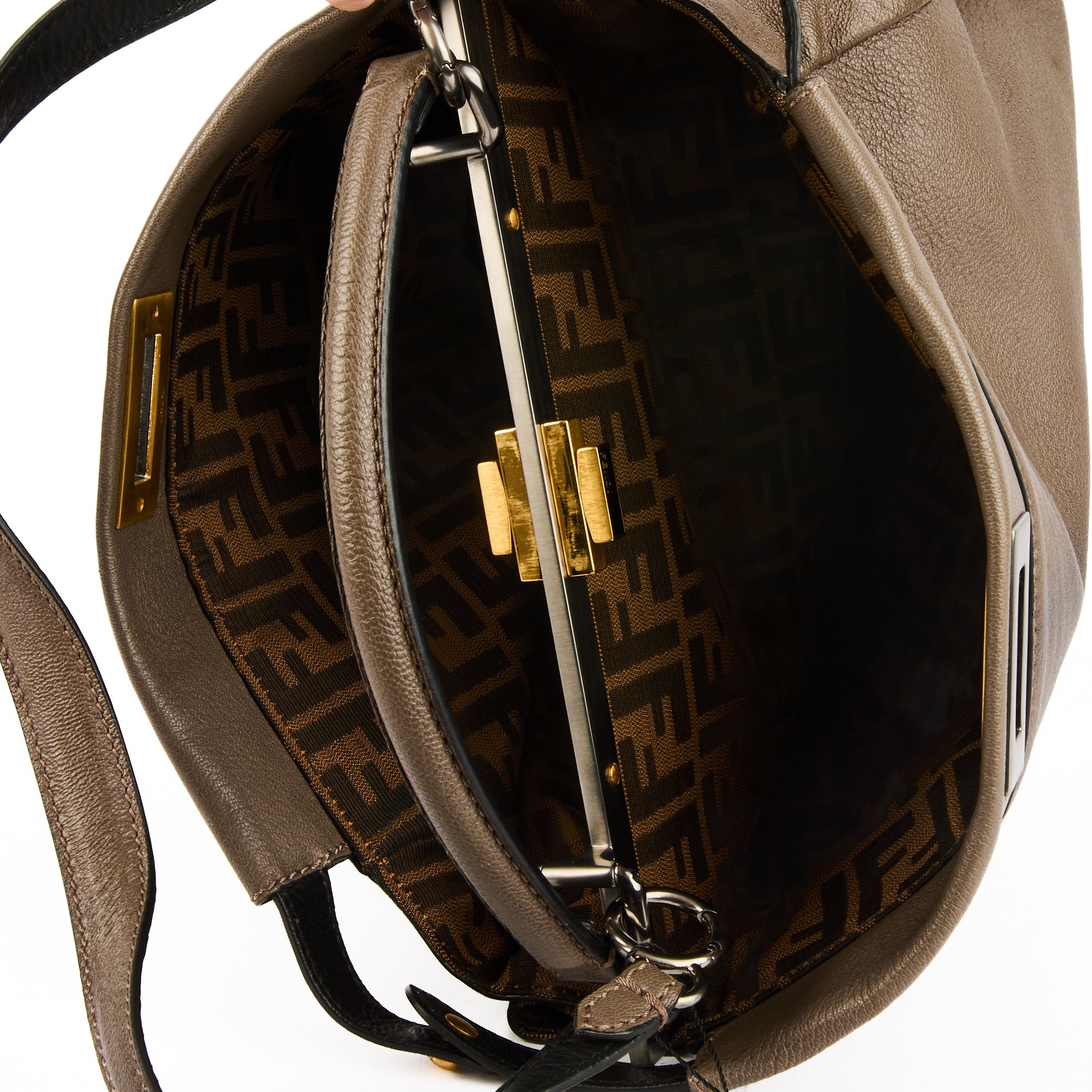 FENDI - Sac à main Peekaboo Large cuir marron - Hand bag
