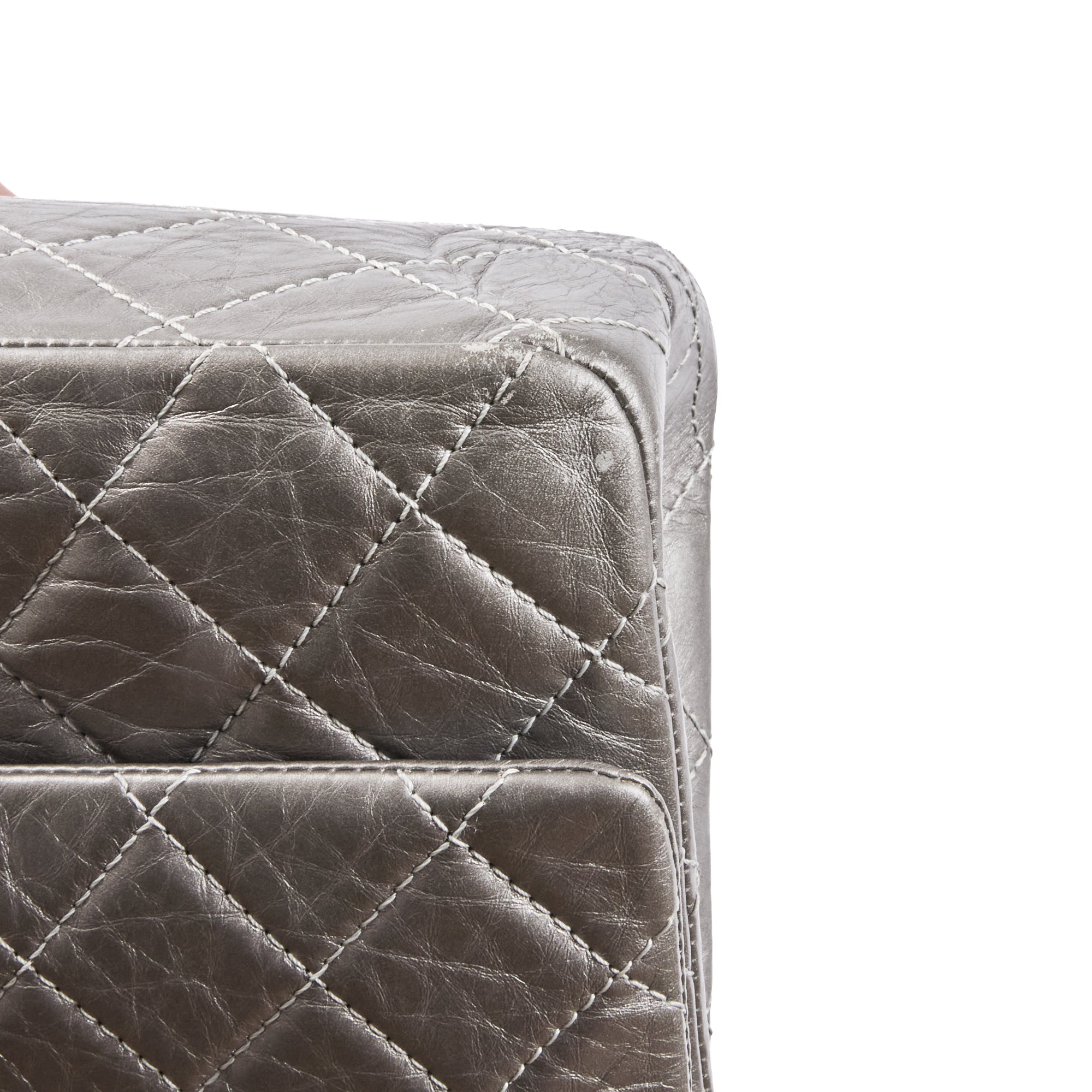 CHANEL - Maxi Jumbo 2.55 silver leather shoulder bag - Handbag