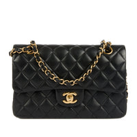 CHANEL - Sac bandoulière Small Classique Timeless cuir noir - Handbag