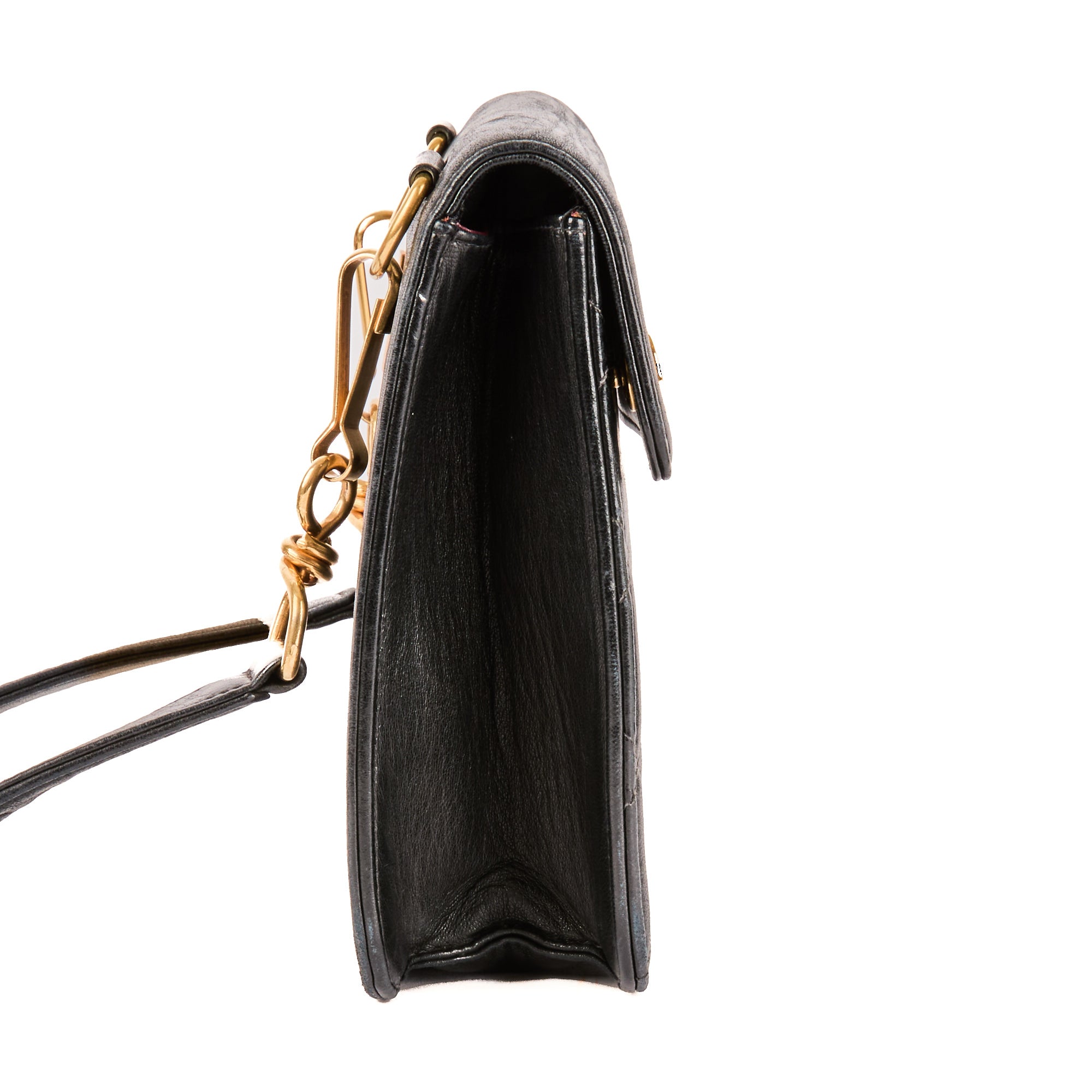 CHANEL - Mini Pochette Vintage Handbag in Black Quilted Leather