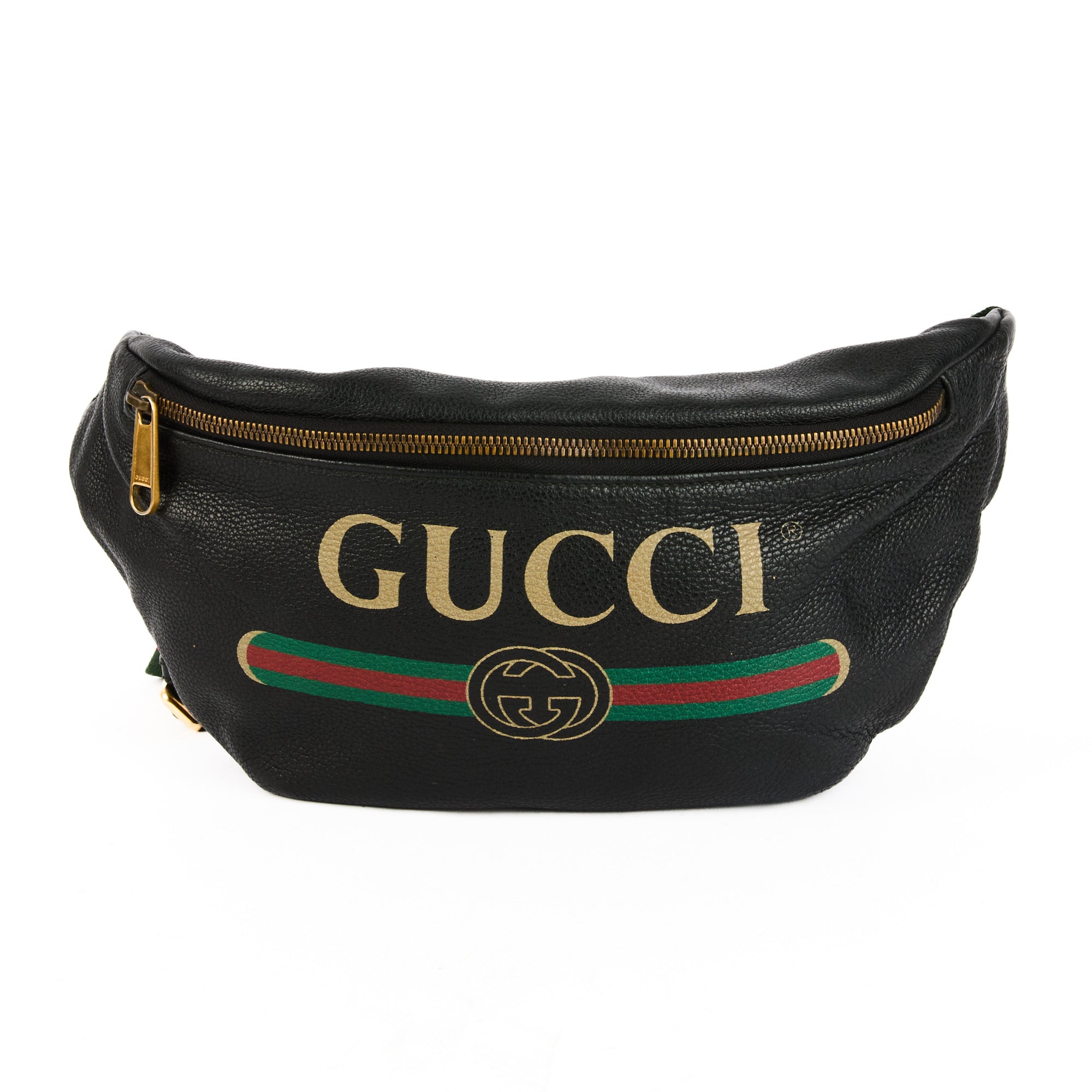 GUCCI - Sac à main banane ceinture Logo GG bande web cuir noir - Belt Handbag