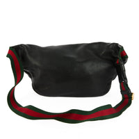 GUCCI - Sac à main banane ceinture Logo GG bande web cuir noir - Belt Handbag