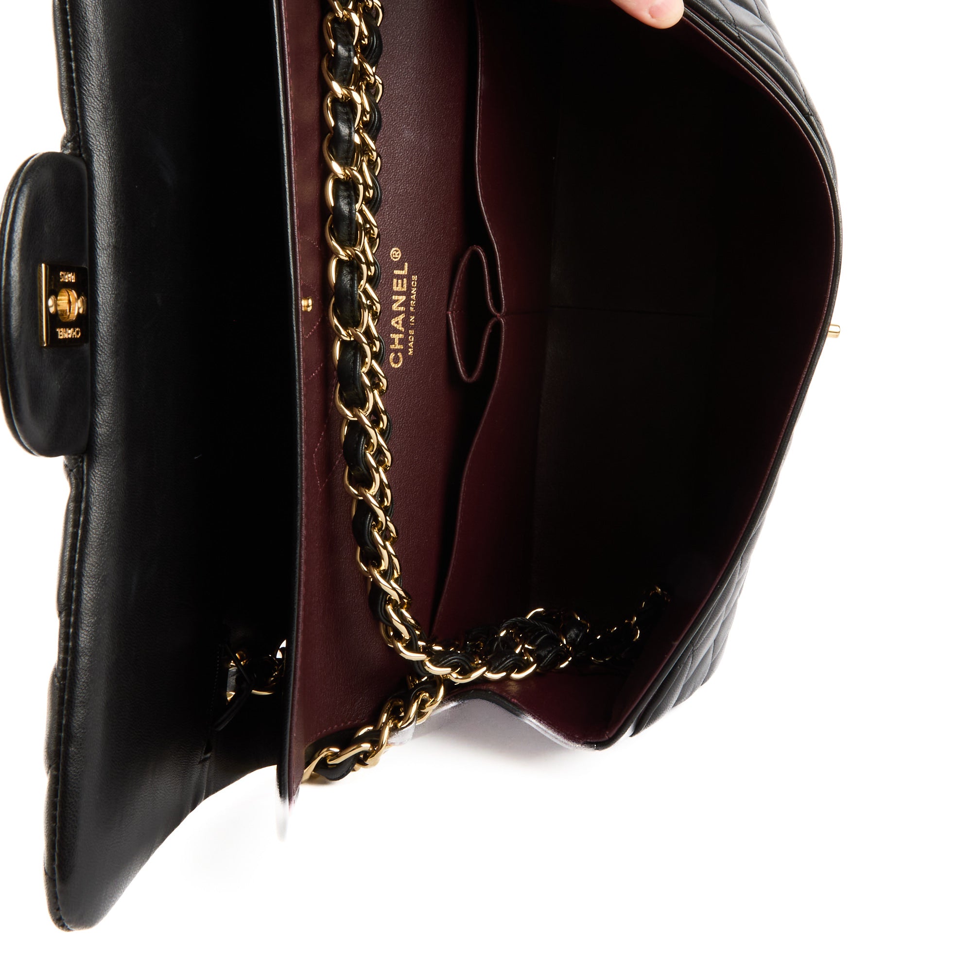 CHANEL - Sac bandoulière Jumbo Timeless classique cuir noir - Handbag