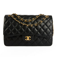 CHANEL - Sac bandoulière Jumbo Timeless classique cuir noir - Handbag