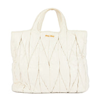 MIU MIU - Sac à main Cabas cuir matelassé vernis blanc - Handbag
