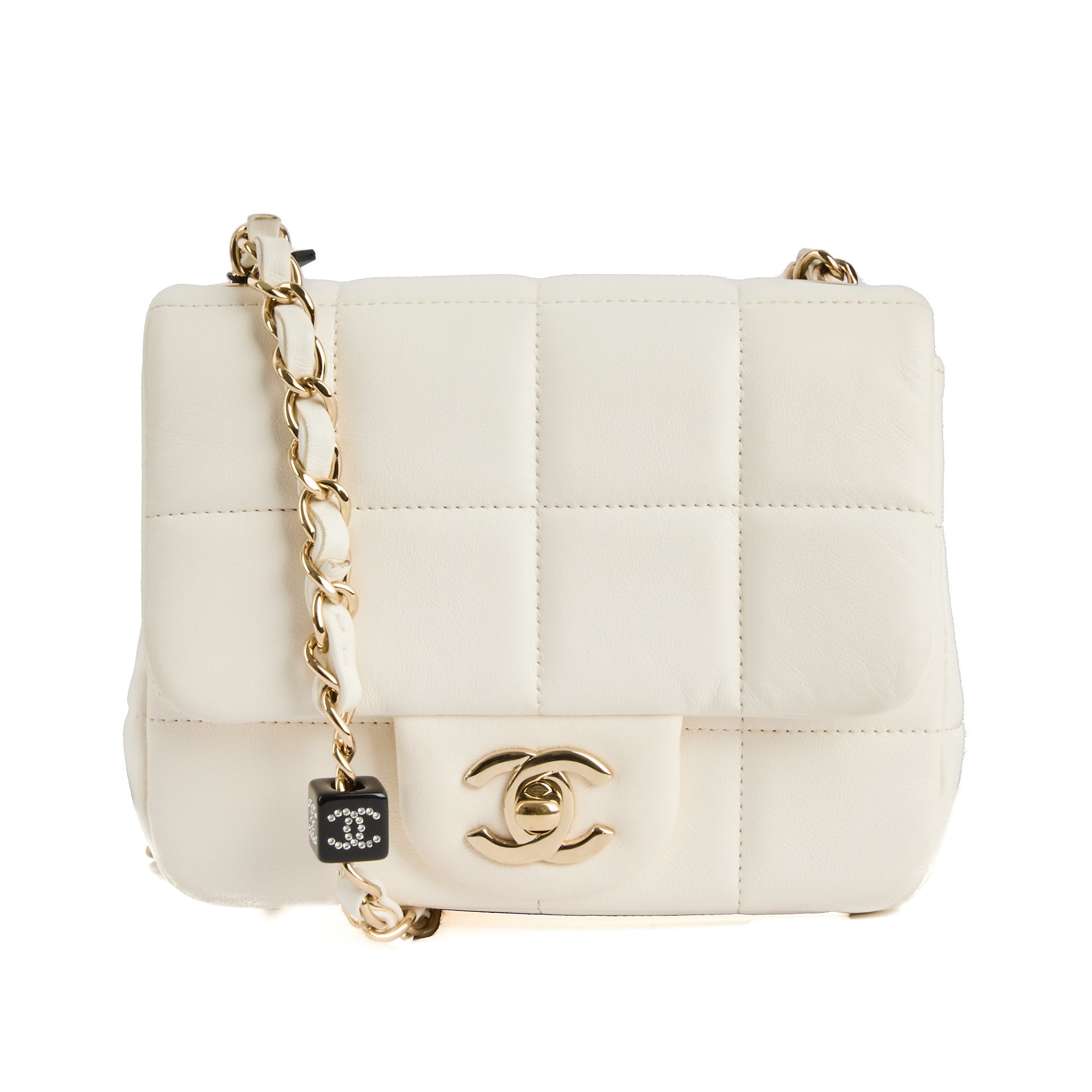 CHANEL - Sac bandoulière Mini Timeless Chocolate Bar cuir blanc - Handbag
