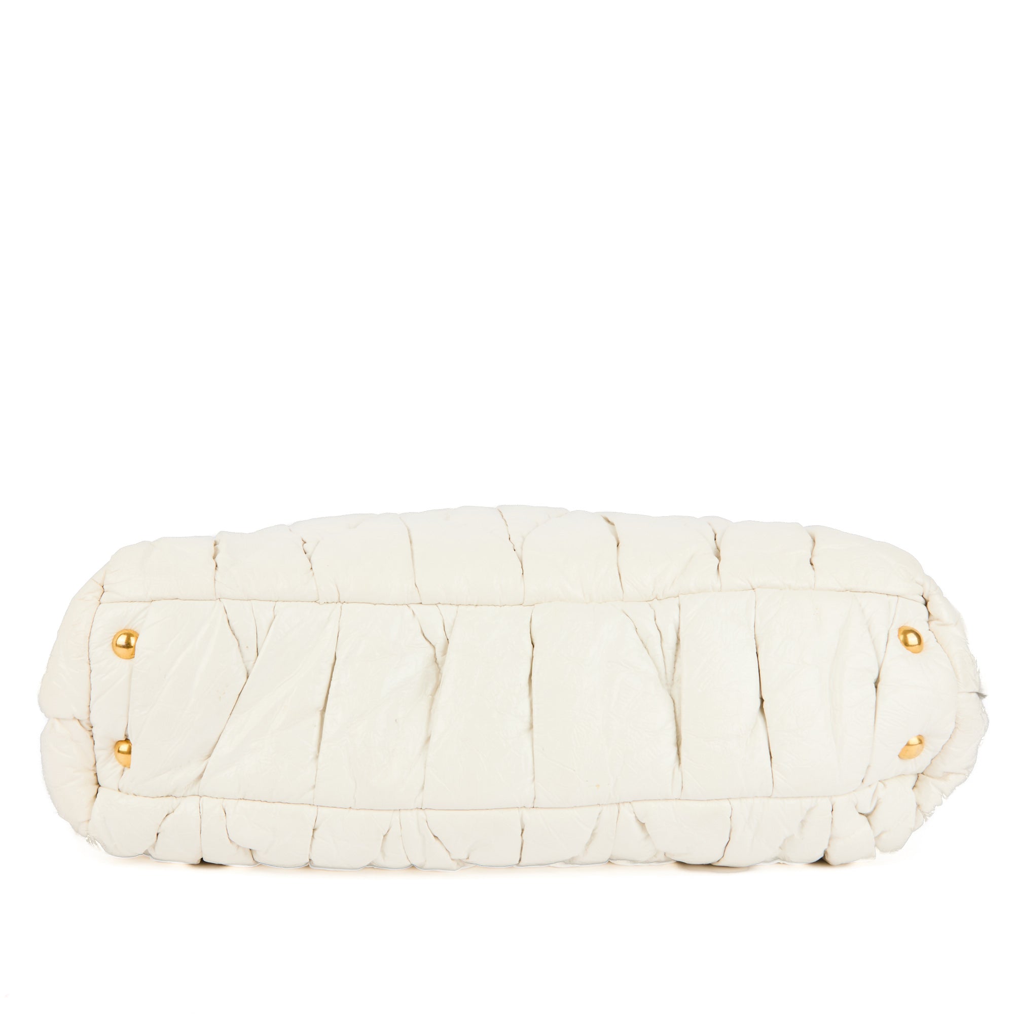 MIU MIU - Sac à main Cabas cuir matelassé vernis blanc - Handbag