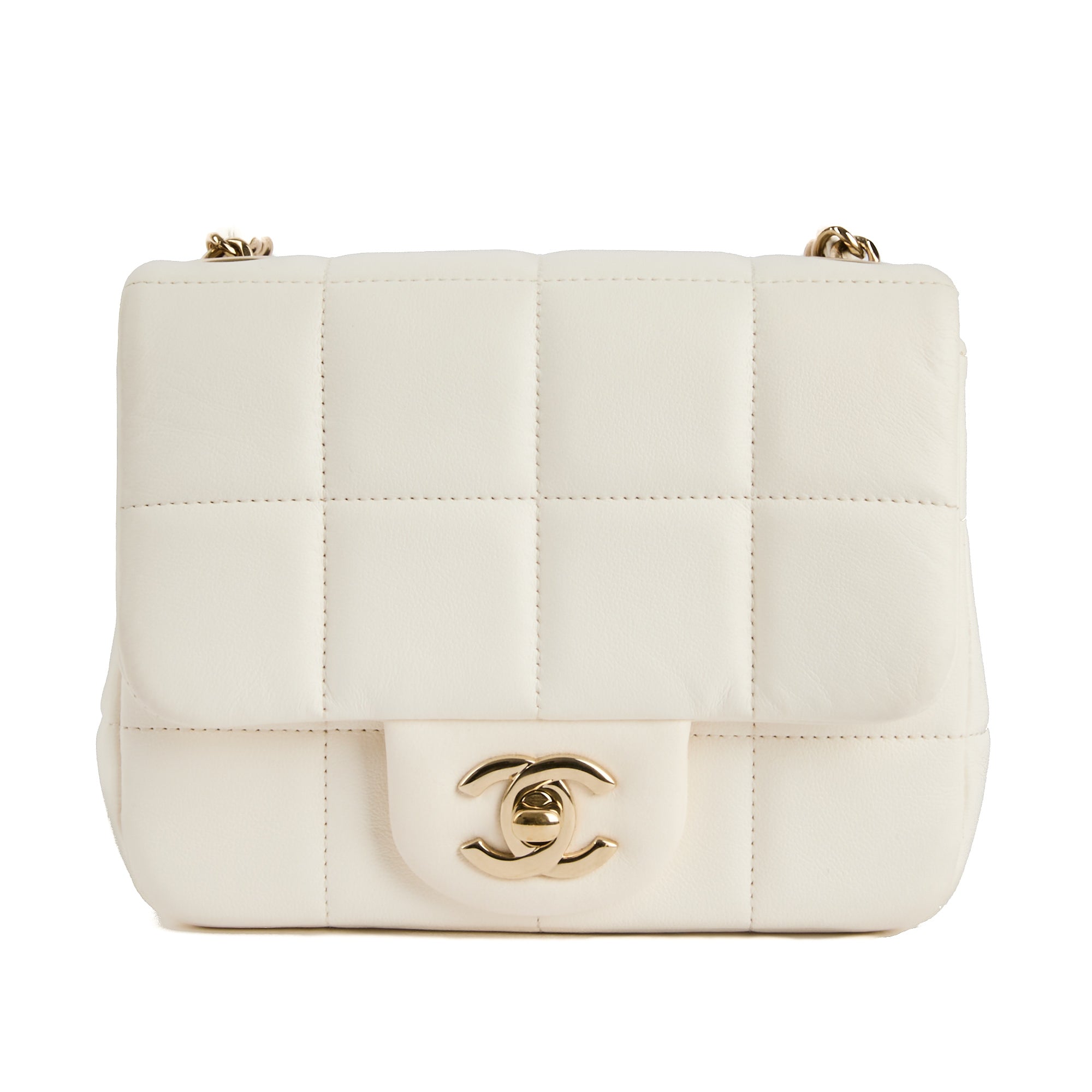 CHANEL - Sac bandoulière Mini Timeless Chocolate Bar cuir blanc - Handbag