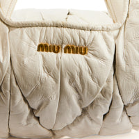 MIU MIU - Sac à main Cabas cuir matelassé vernis blanc - Handbag