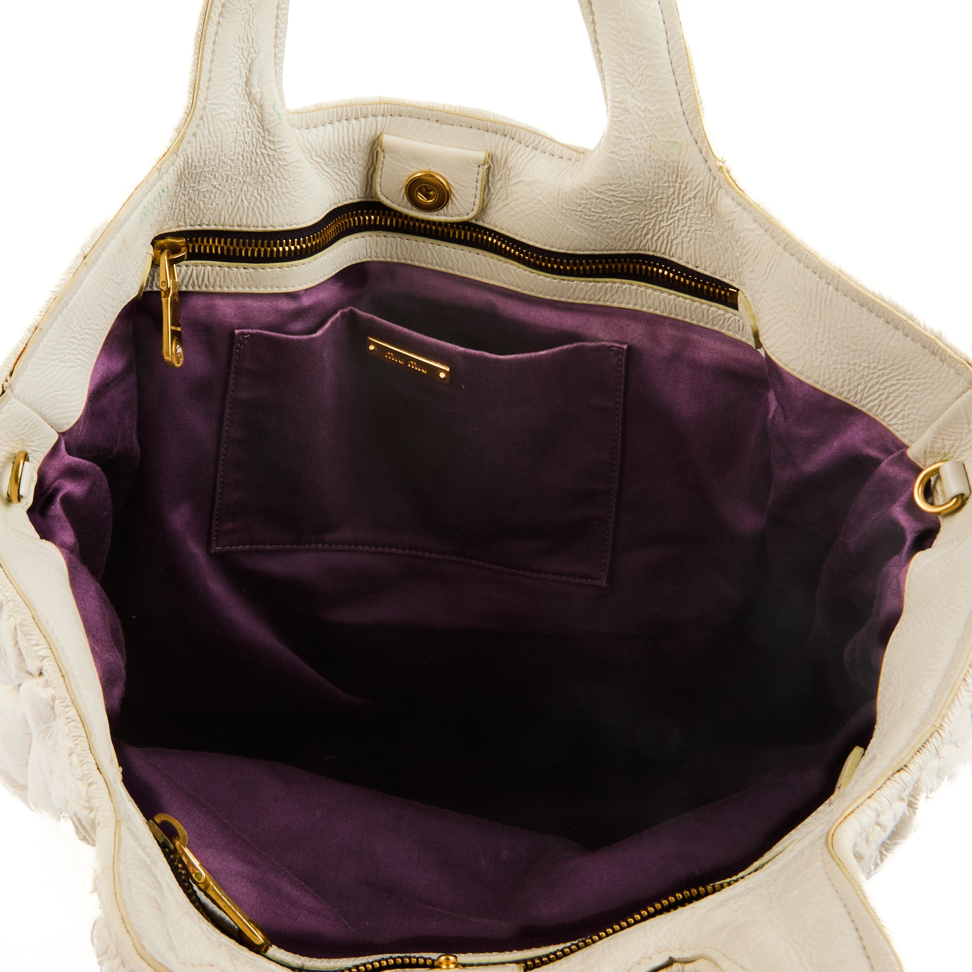 MIU MIU - Sac à main Cabas cuir matelassé vernis blanc - Handbag