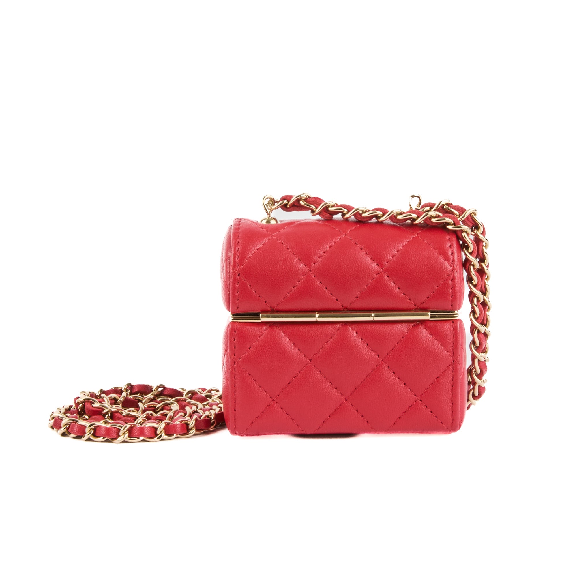 CHANEL - Sac bandoulière Mini Vanity Box Logo CC cuir rouge - Handbag