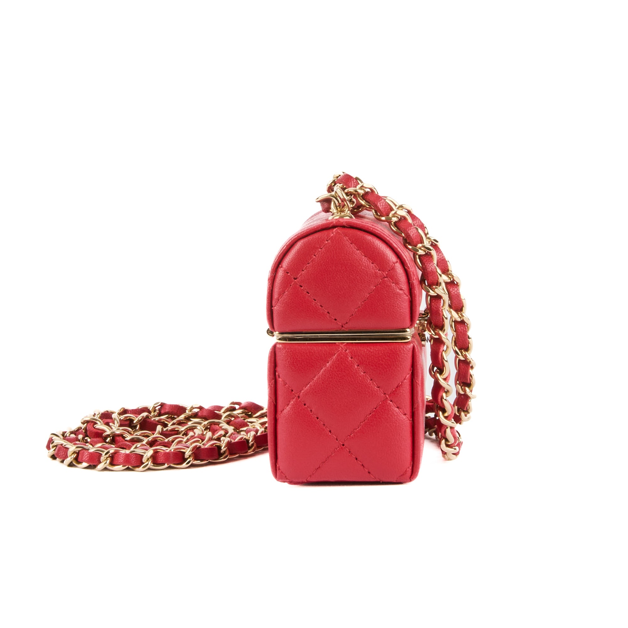 CHANEL - Sac bandoulière Mini Vanity Box Logo CC cuir rouge - Handbag
