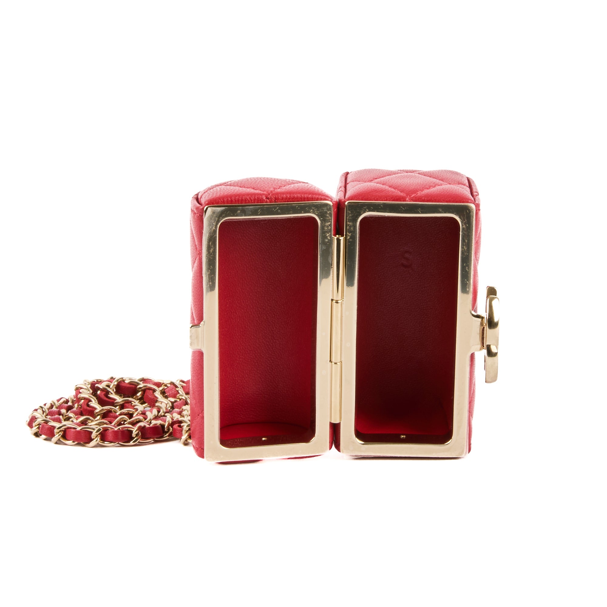 CHANEL - Sac bandoulière Mini Vanity Box Logo CC cuir rouge - Handbag
