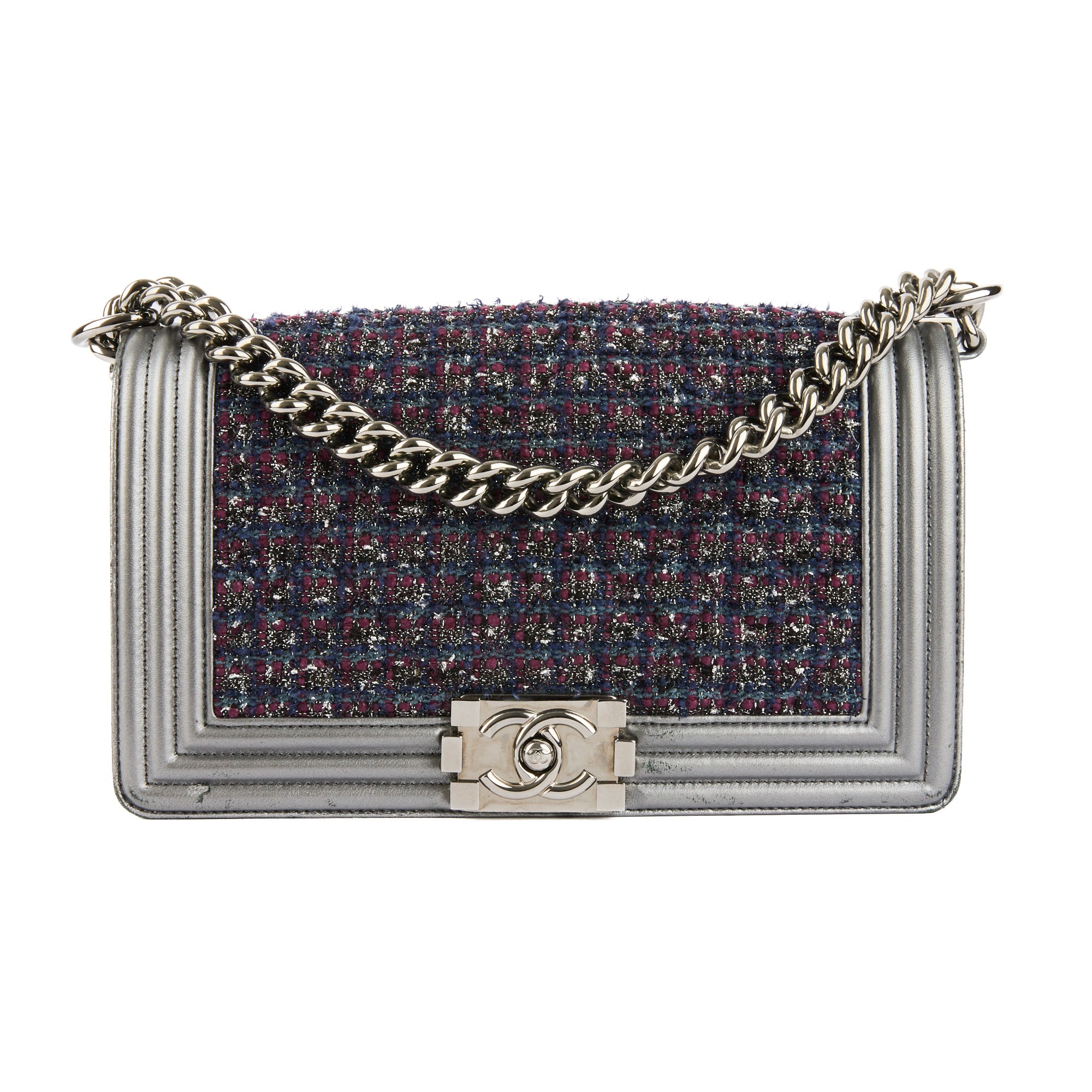 CHANEL - Boy Medium Tweed beige shoulder bag - Shoulder HandBag