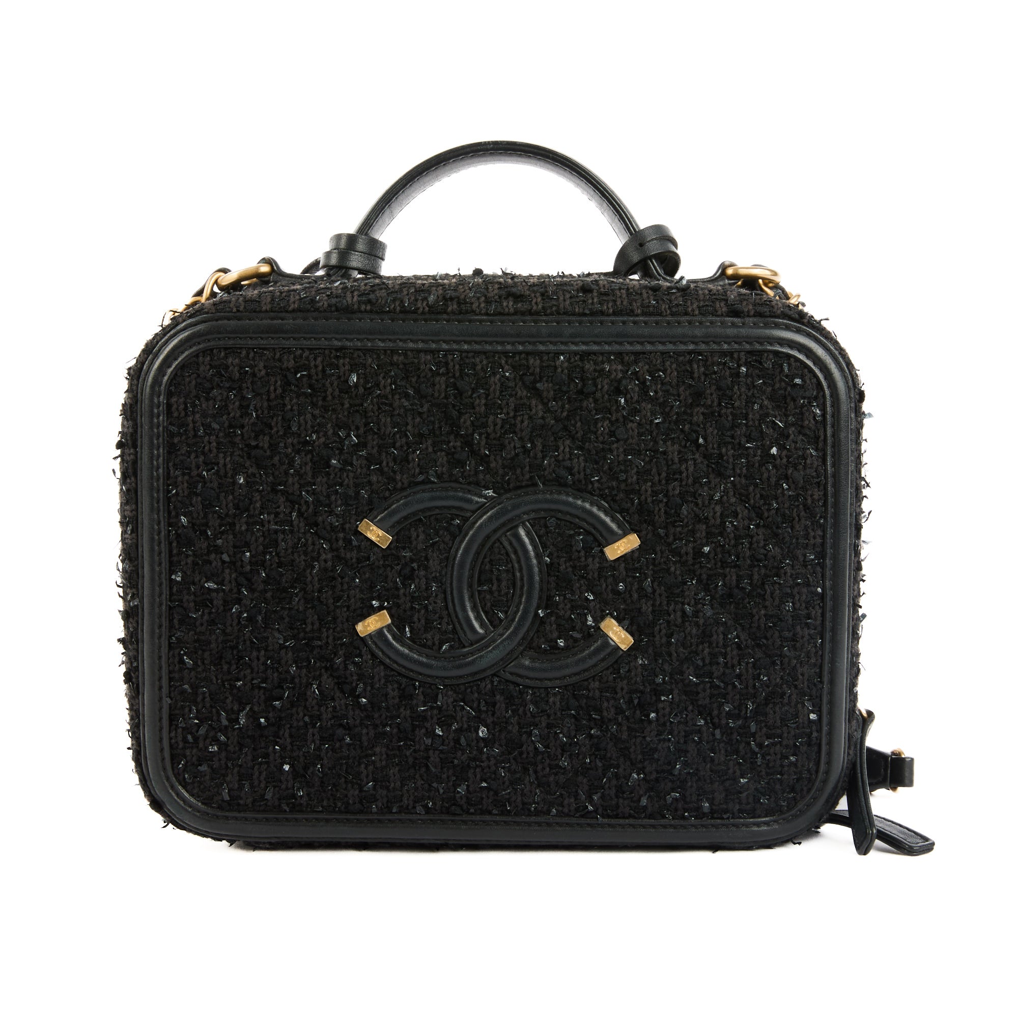 CHANEL - Vanity CC Logo handbag in black leather - Handbag 