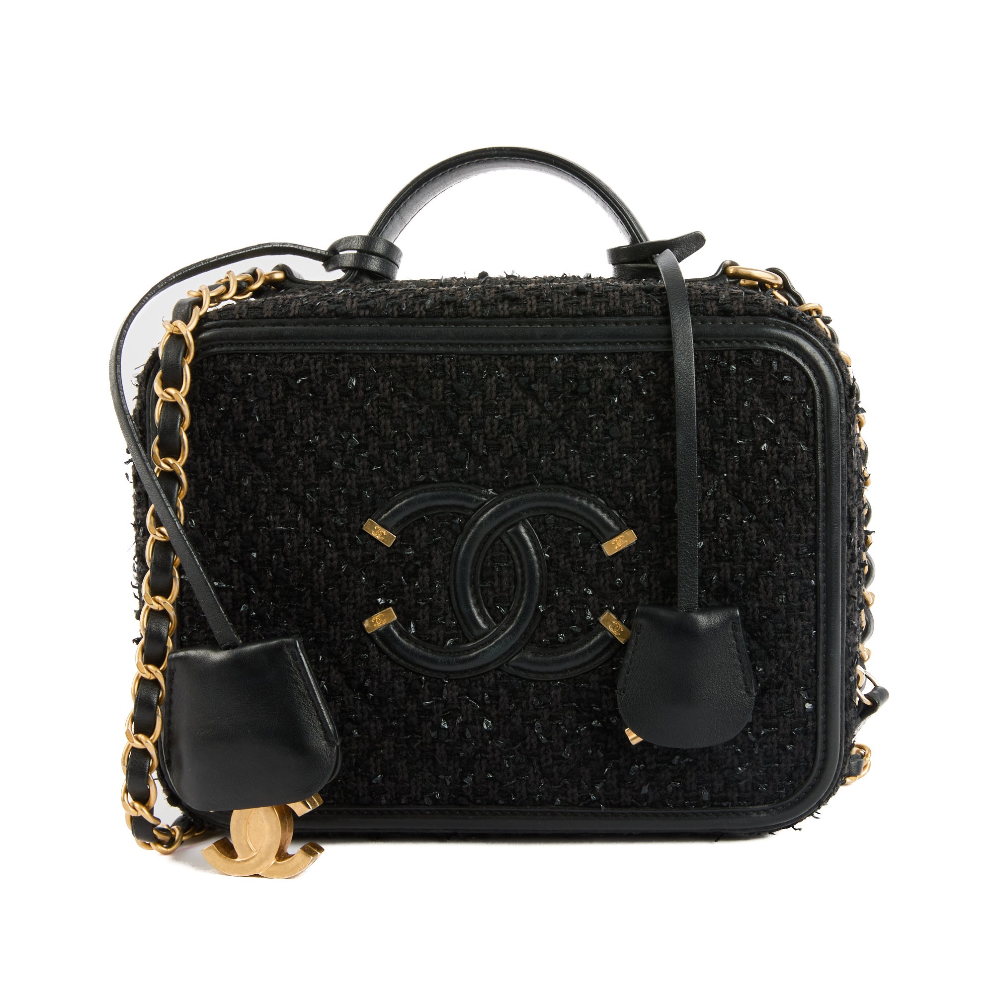 CHANEL - Vanity CC Logo handbag in black leather - Handbag 