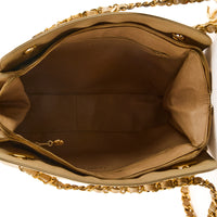 CHANEL - Sac à main cabas Caméra vintage Logo CC cuir matelassé beige - Handbag