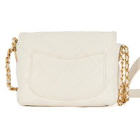 CHANEL - Sac bandoulière mini square Twist Your Buttons Flap cuir blanc - Handbag