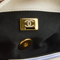 CHANEL - Sac bandoulière mini square Twist Your Buttons Flap cuir blanc - Handbag