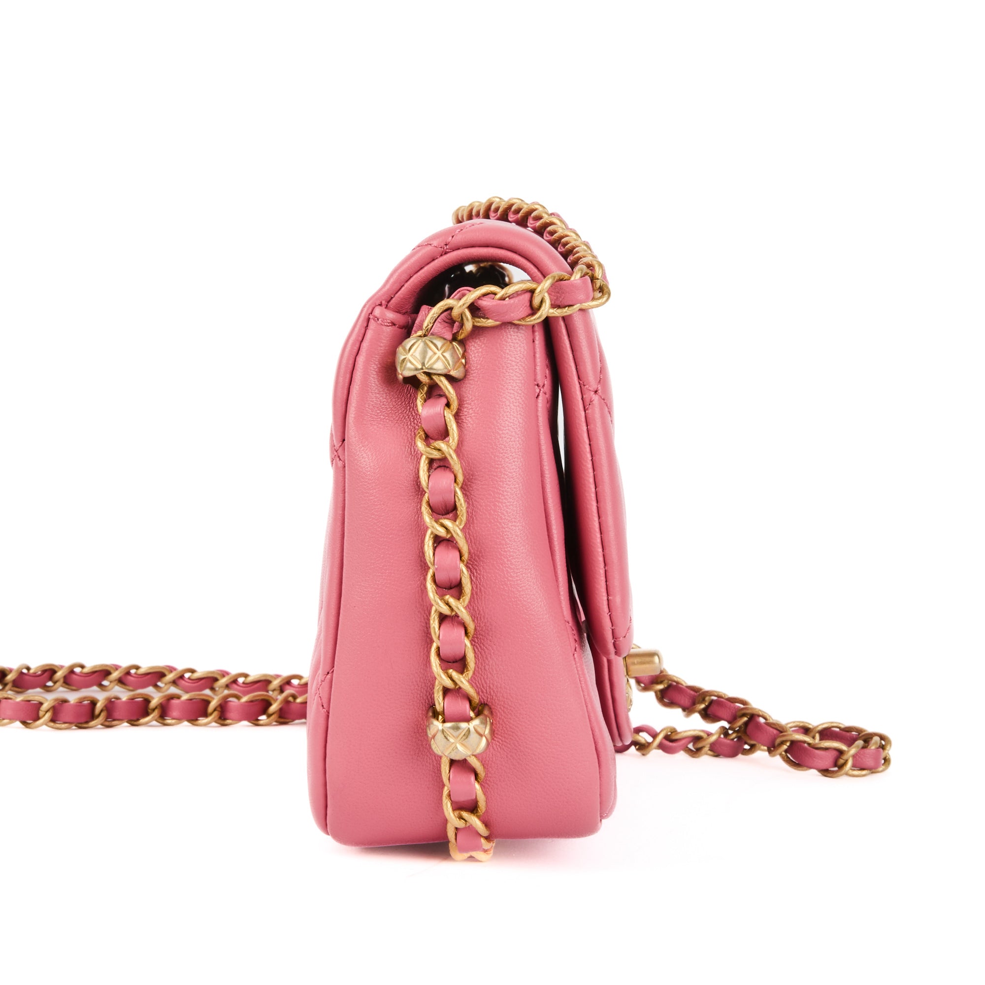 CHANEL - Sac bandoulière dynasty flap cuir rose - Handbag